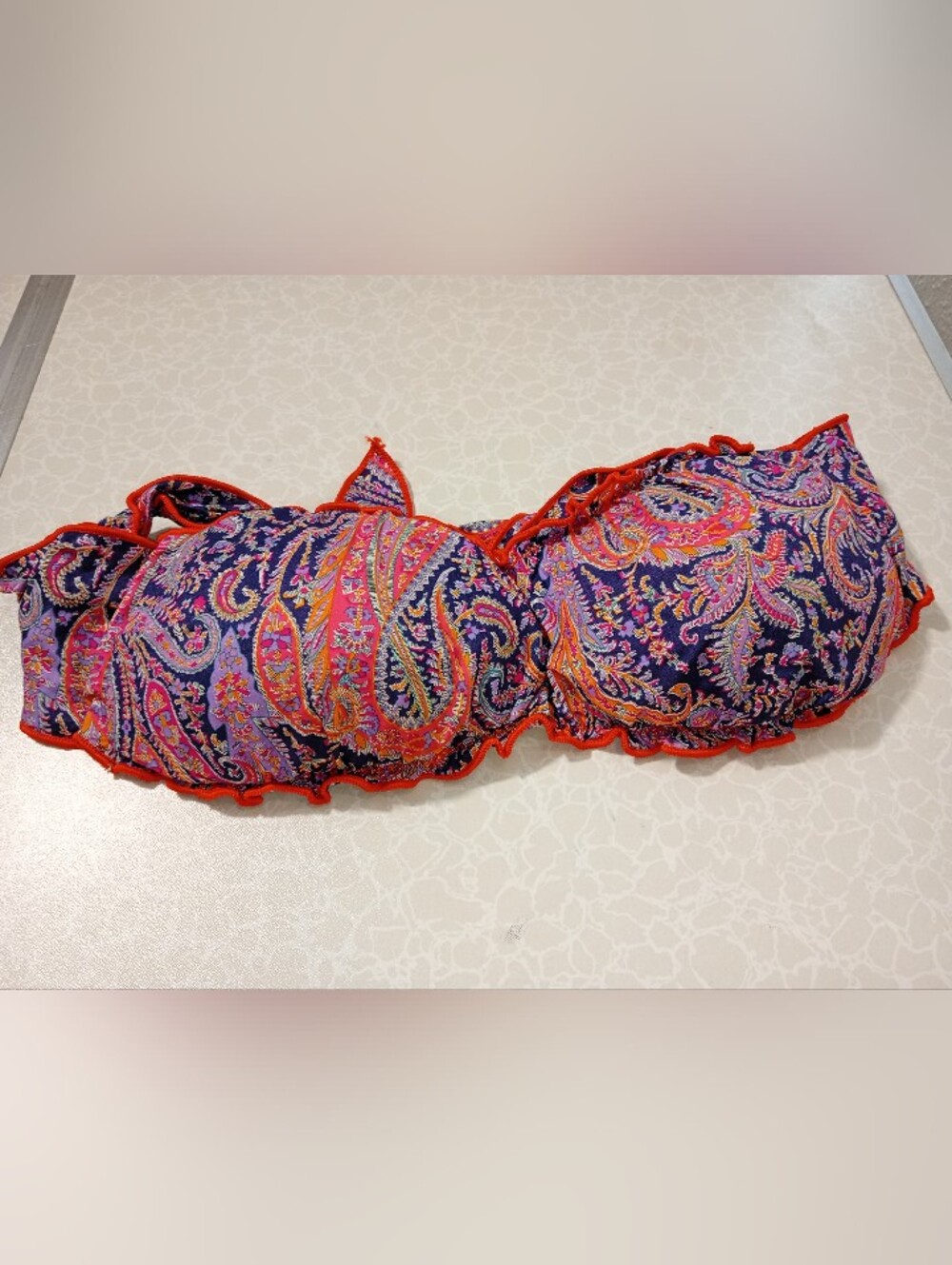 Libra Vensus Multicolor Paisley Bandeau Bikini Top Swimwear MC2 Saint Barth sz S